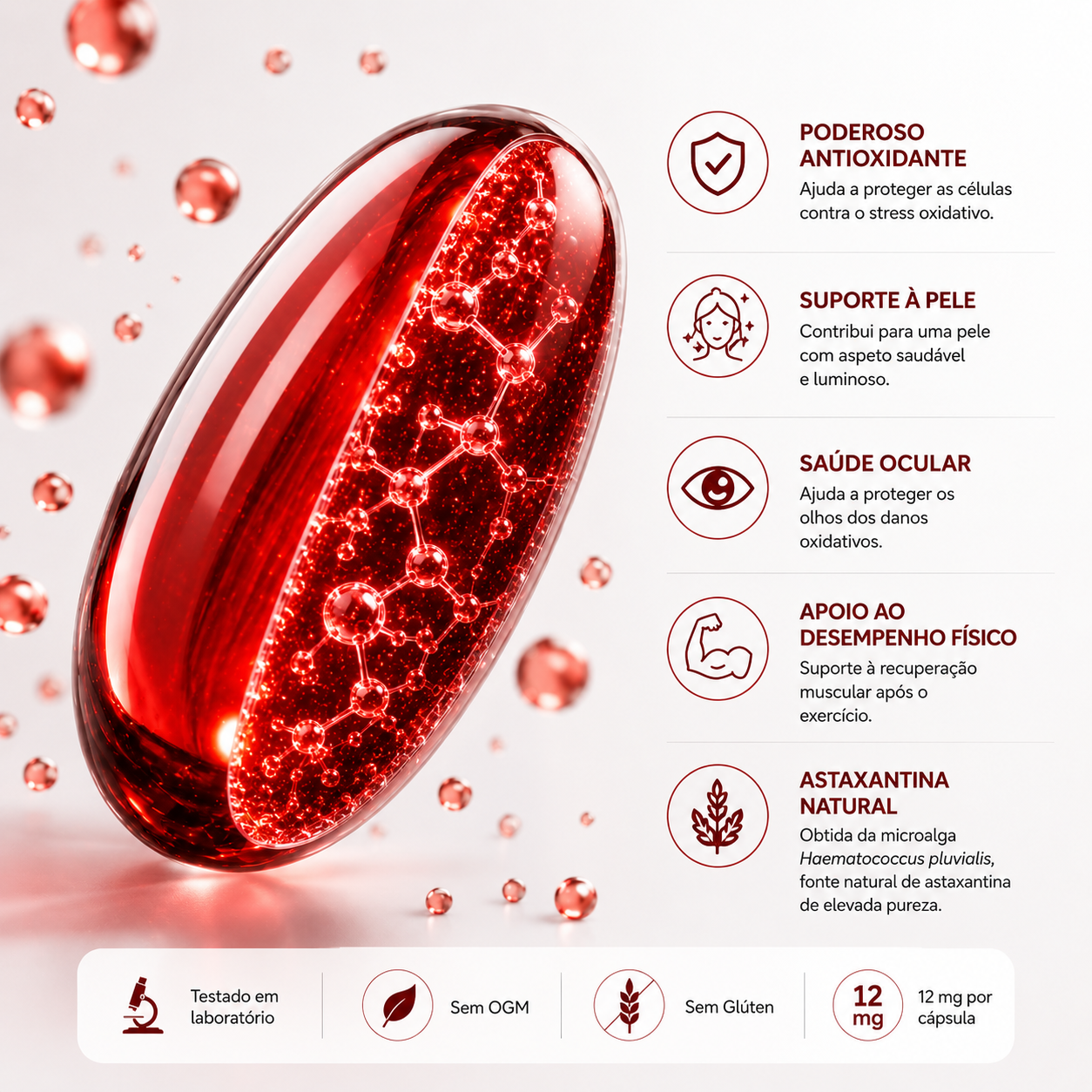Cápsulas de Astaxantina 12mg Softgels