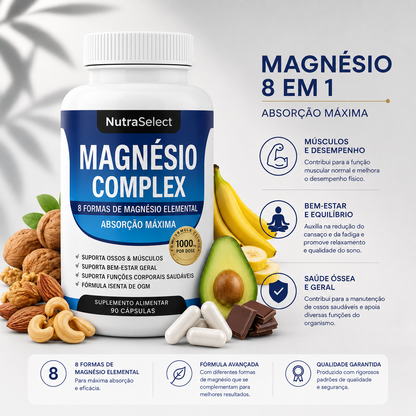 Mag8 Complex - 8 Formas de Magnésio • 1000 mg • Elevada Absorção