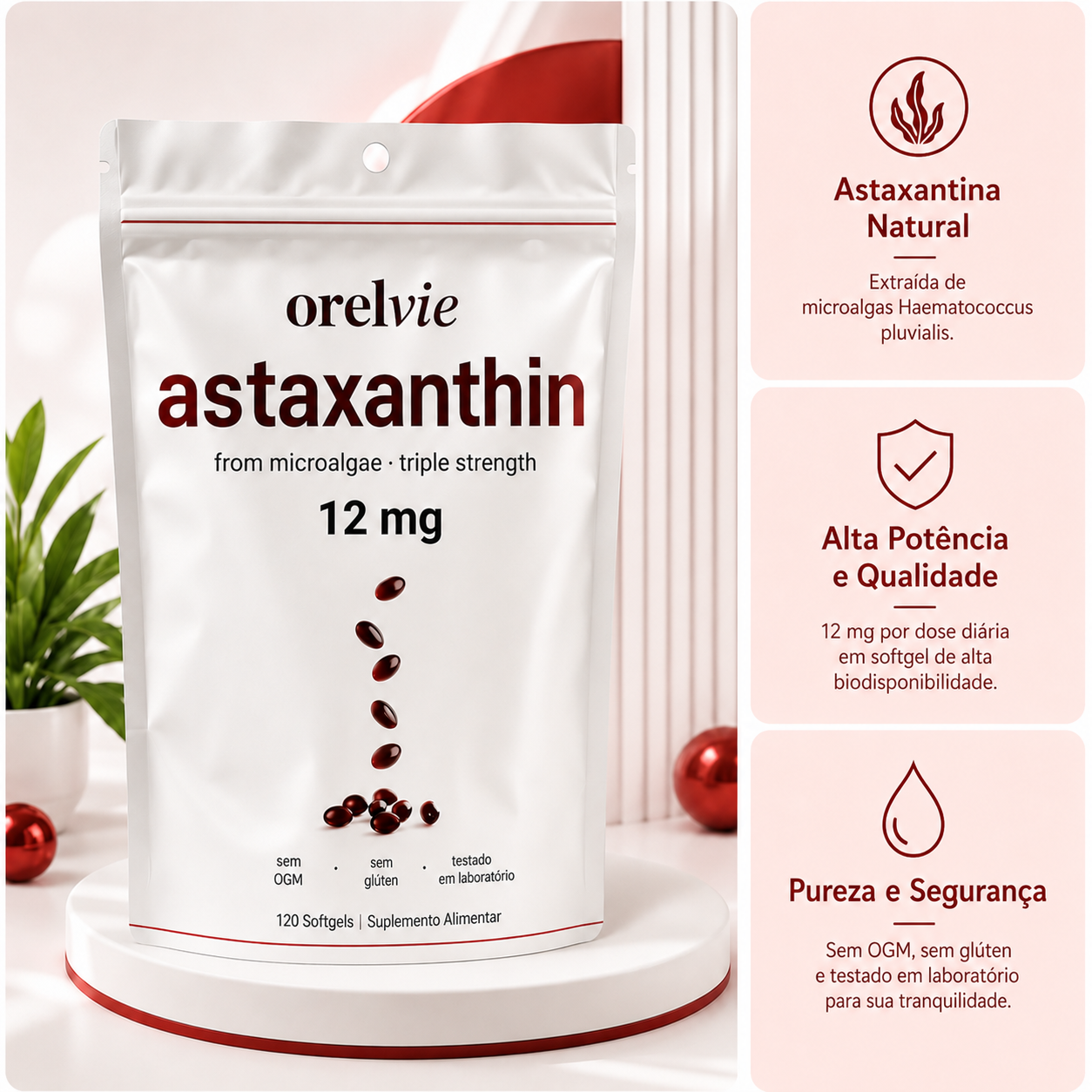 Cápsulas de Astaxantina 12mg Softgels
